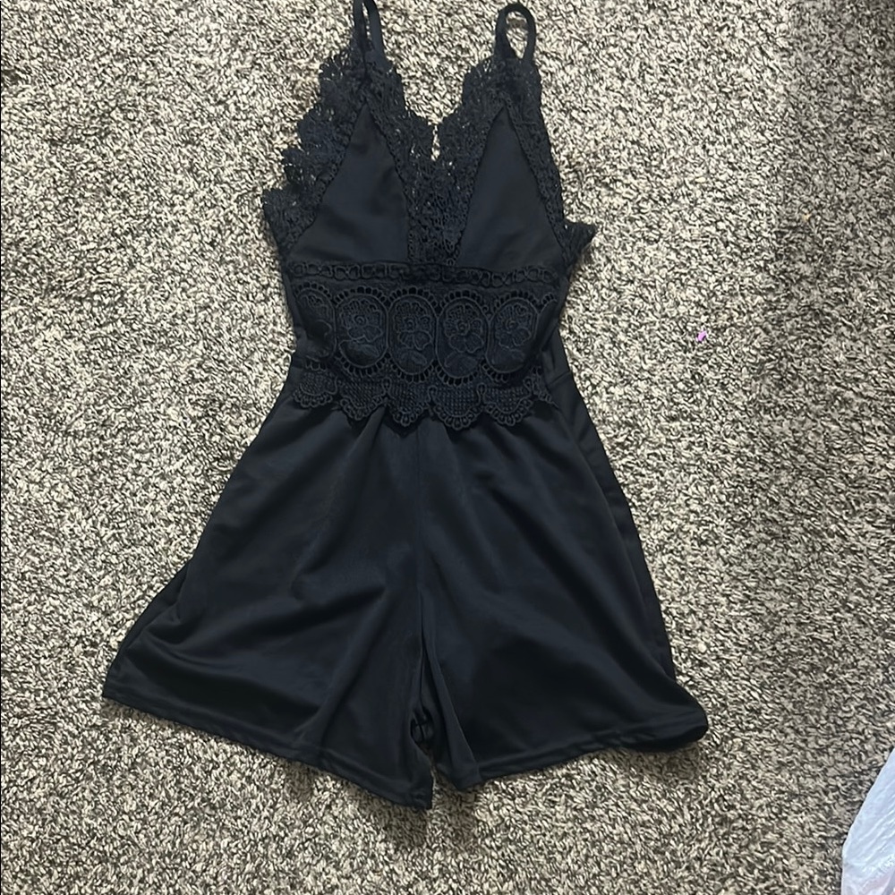 Elegant Black Lace Romper